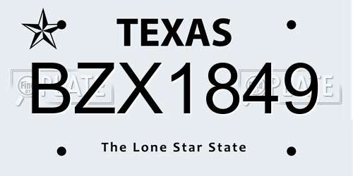 BZX1849 Texas License Plate
