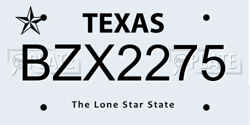 BZX2275 Texas License Plate