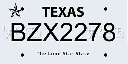 BZX2278 Texas License Plate