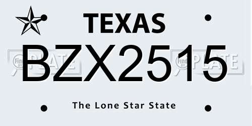 BZX2515 Texas License Plate