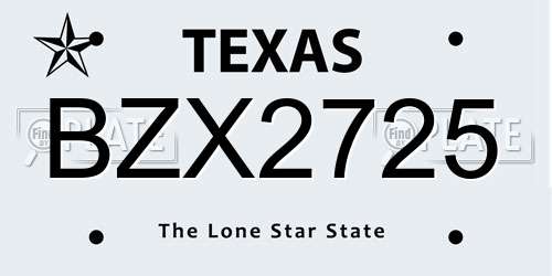 BZX2725 Texas License Plate