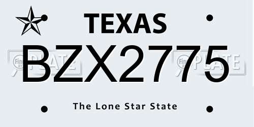 BZX2775 Texas License Plate