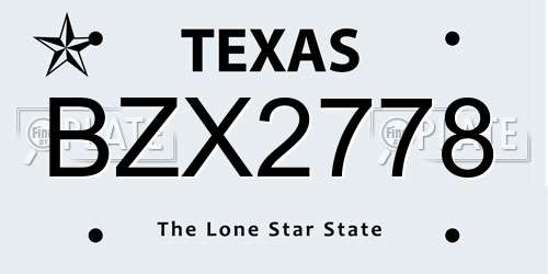 BZX2778 Texas License Plate