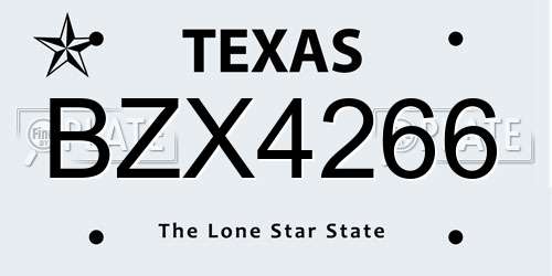 BZX4266 Texas License Plate
