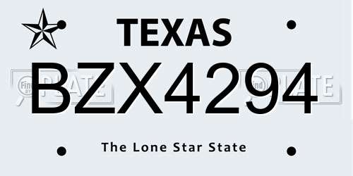 BZX4294 Texas License Plate