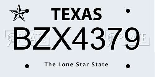 BZX4379 Texas License Plate