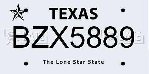 BZX5889 Texas License Plate