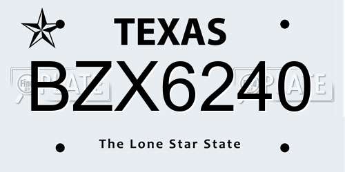 BZX6240 Texas License Plate