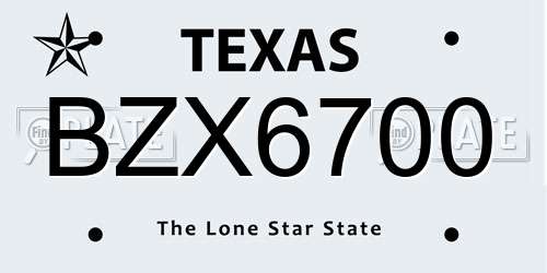 BZX6700 Texas License Plate