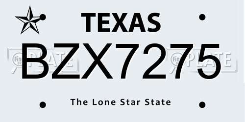BZX7275 Texas License Plate