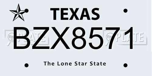 BZX8571 Texas License Plate