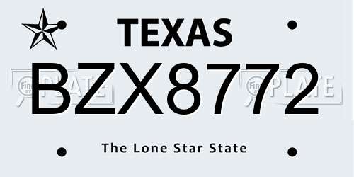 BZX8772 Texas License Plate