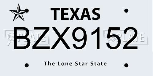 BZX9152 Texas License Plate