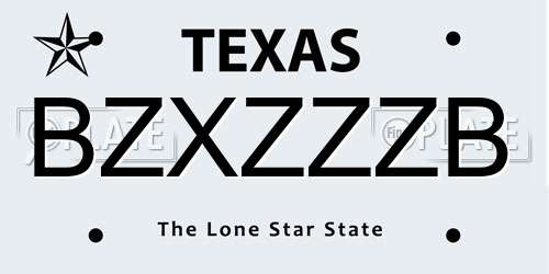 BZXZZZB Texas License Plate
