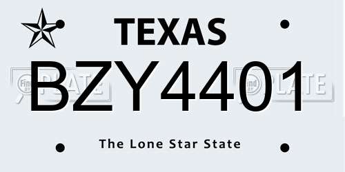 BZY4401 Texas License Plate