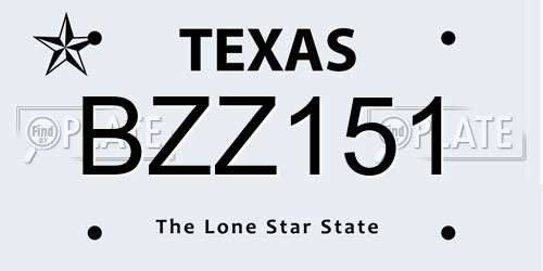 BZZ151 Texas License Plate