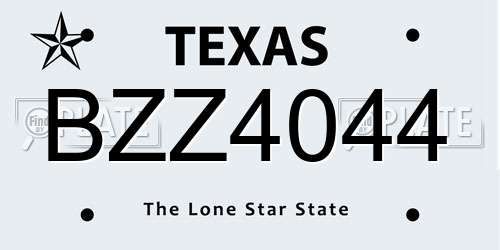 BZZ4044 Texas License Plate