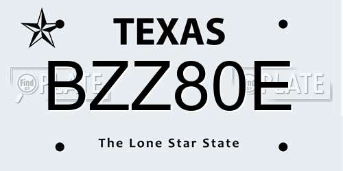BZZ80E Texas License Plate