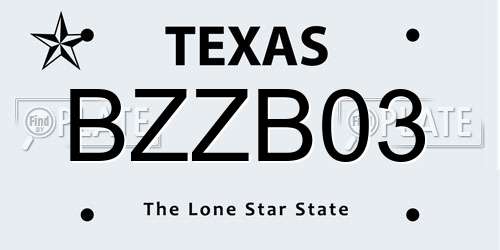 BZZB03 Texas License Plate