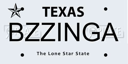 BZZINGA Texas License Plate