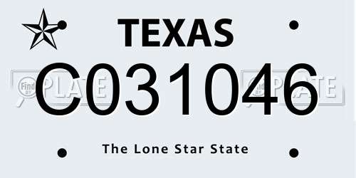 C031046 Texas License Plate