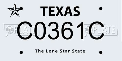 C0361C Texas License Plate