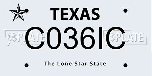 C036IC Texas License Plate