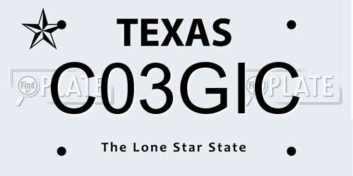 C03GIC Texas License Plate