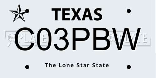 C03PBW Texas License Plate