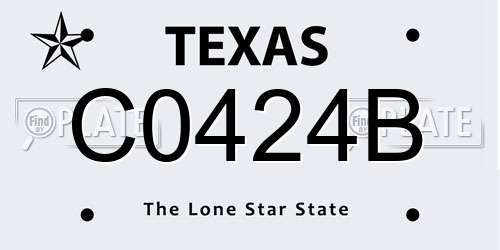 C0424B Texas License Plate