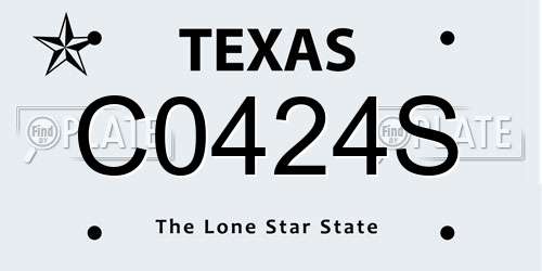 C0424S Texas License Plate