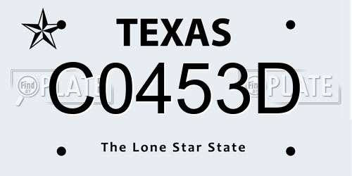 C0453D Texas License Plate
