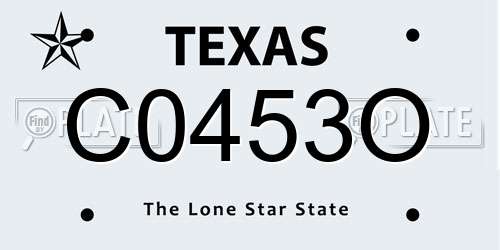 C0453O Texas License Plate