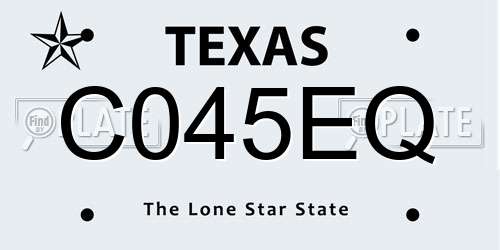 C045EQ Texas License Plate