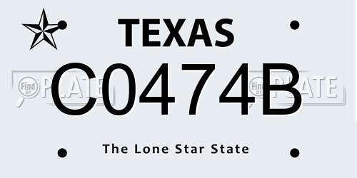 C0474B Texas License Plate