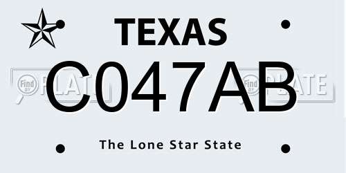 C047AB Texas License Plate
