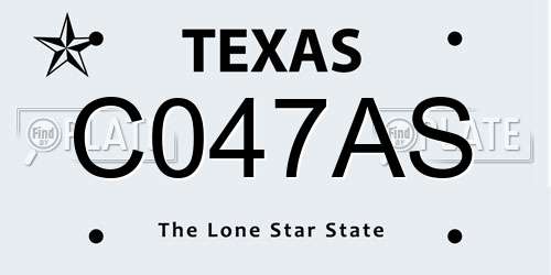 C047AS Texas License Plate