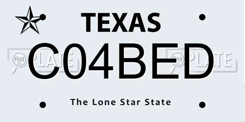 C04BED Texas License Plate