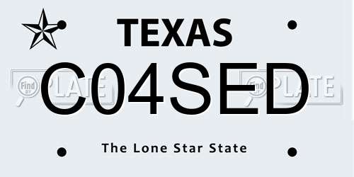 C04SED Texas License Plate