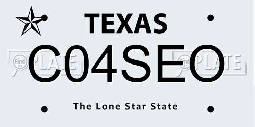 C04SEO Texas License Plate