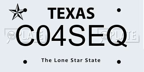 C04SEQ Texas License Plate