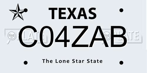 C04ZAB Texas License Plate
