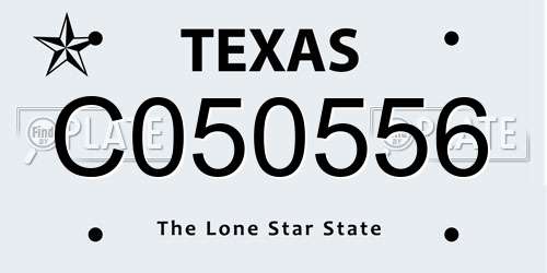 C050556 Texas License Plate