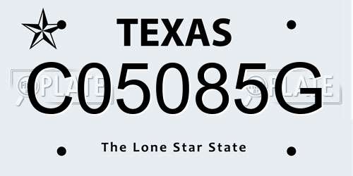 C05085G Texas License Plate