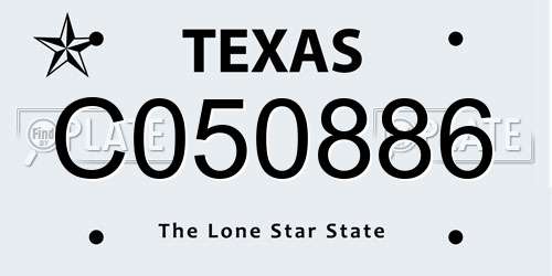 C050886 Texas License Plate