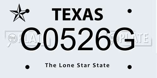 C0526G Texas License Plate