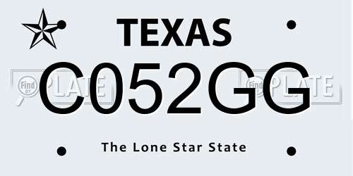 C052GG Texas License Plate