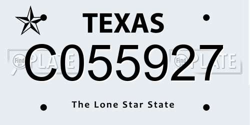 C055927 Texas License Plate