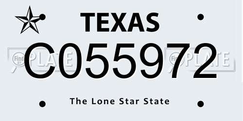 C055972 Texas License Plate