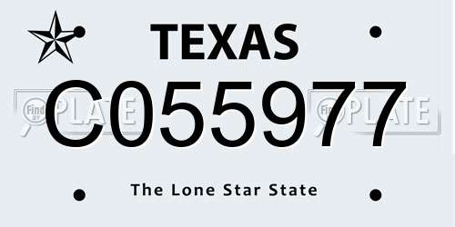 C055977 Texas License Plate